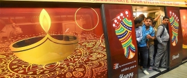 Delhi Metro Line 2 resplendent in Diwali colours