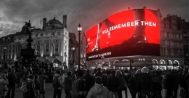 Emotive Armistice message on Piccadilly Lights